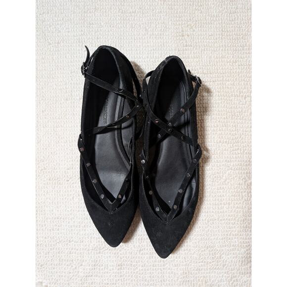 Rebecca Minkoff Shoes - Rebecca Minkoff Black Faye Suede Studded Ankle Flats